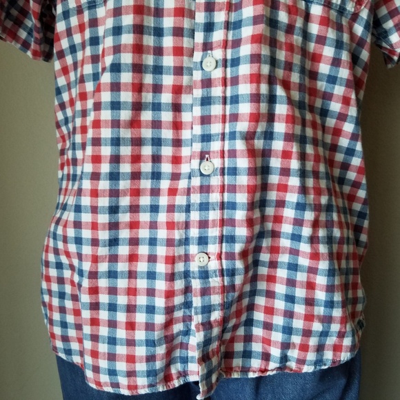H&M LOGG Red Plaid Short Sleeve Button Up Shirt - Picture 4 of 8